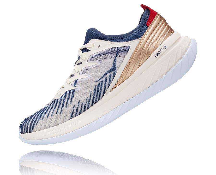 Hoka One One Mens Running Shoes - Carbon X-SPE - White/Blue - CTAP80167